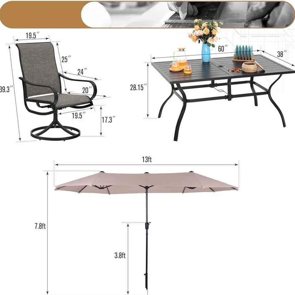 garden table and chairs with parasol